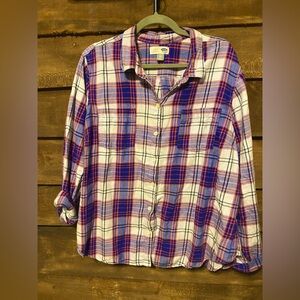 Women’s Old Navy Colorful Plaid Button-Up Flannel Shirt